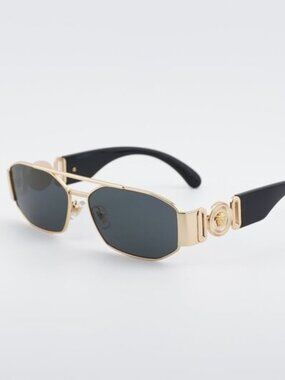 Versace | Accessories | Versace Shield Sunglasses Black Gold 